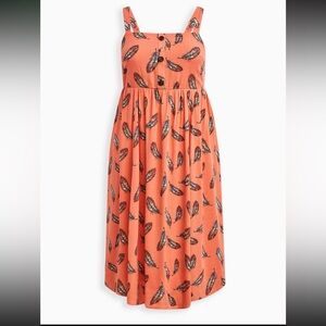 Torrid Cross Hatch Pinafore Midi Dress - Feather Coral